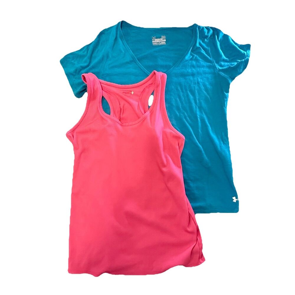 Lot Of 2 Bundle Woman’s Athletic Tops Large Various Brands Workout, other‎